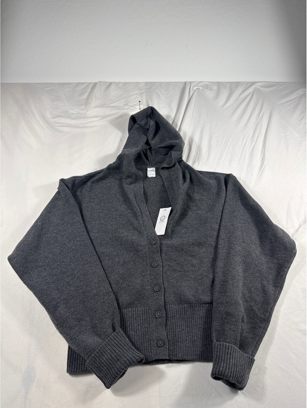 Gilly Hicks Gray Button-Up Hoodie Sweater Size S